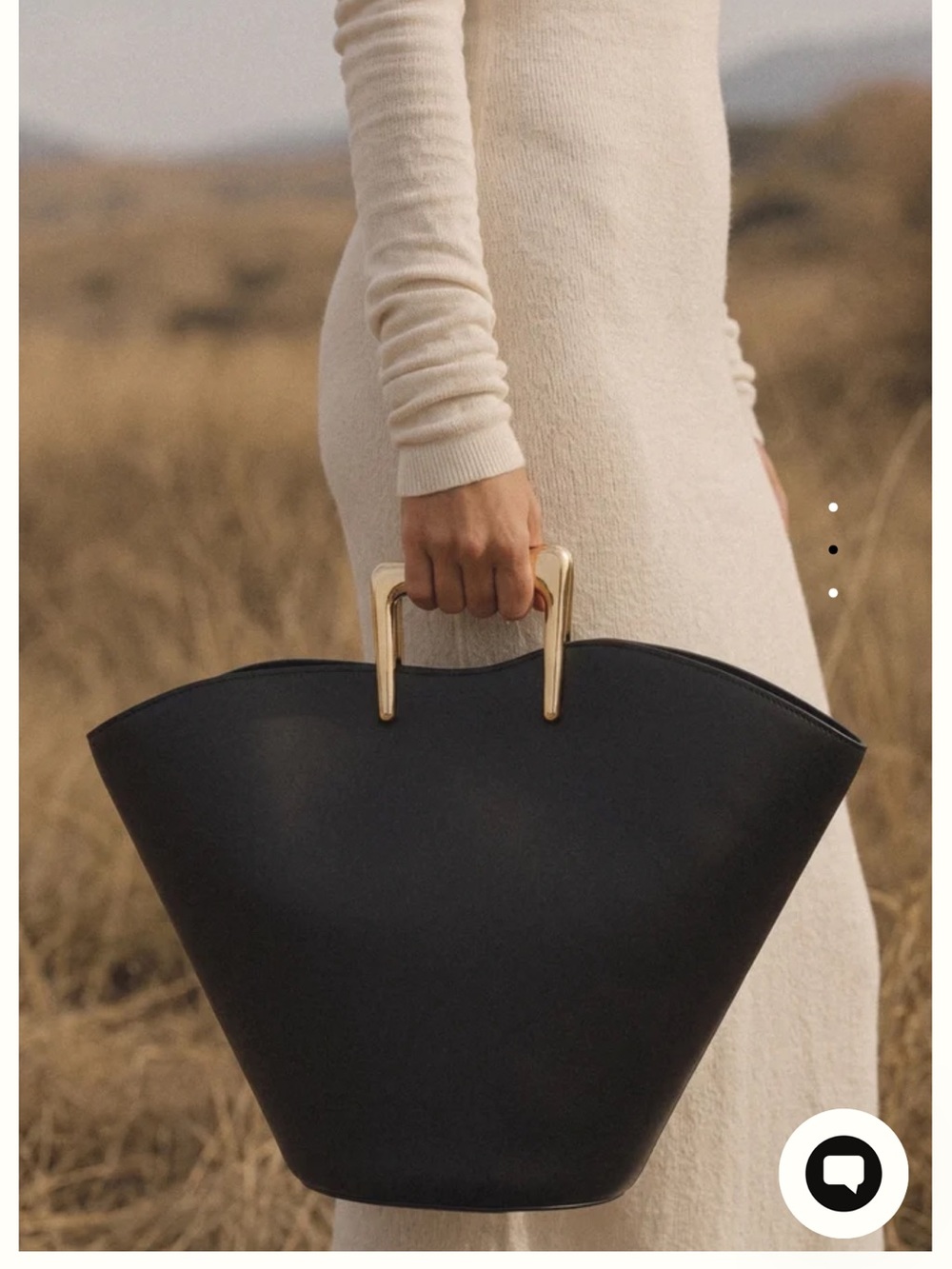 Culbia Black Structured Tote Bag with Gold Handle